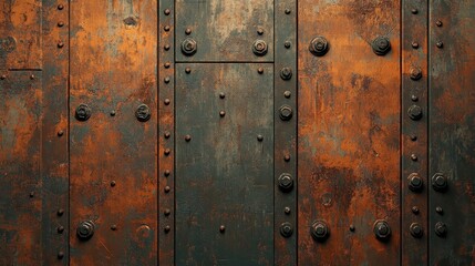 Fototapeta premium Rusty industrial wallpaper with aged metal sheets and comic-style ink shading