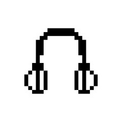 headphone retro design pixel art