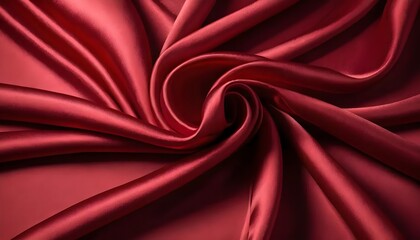 Obraz premium Luxurious Red Silk Fabric with Elegant Swirl Texture and Soft Folds