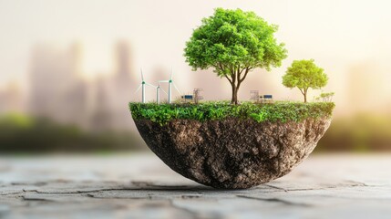 Concept of a low-carbon economy with industrial decarbonization, clean transportation, and renewable energy integration.