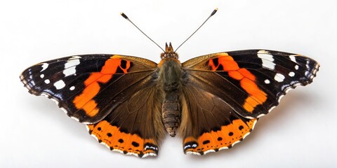 Naklejka premium Vintage Butterfly Admiral Photography: Red Admiral, Insect, Wings, Nature, Wildlife, Closeup, Macro, Old Photo, Antique, Retro, Butterflies