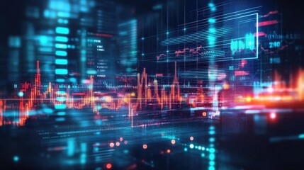 Fototapeta premium Cryptocurrency market growth concept with blockchain symbols, digital finance, and a futuristic investment dashboard.