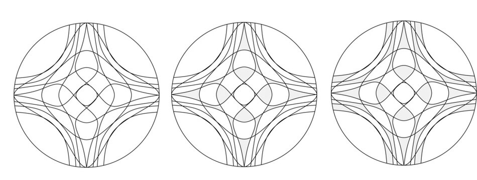 Abstract vector graphic based on harmonic vortex. Suitable for CNC or water jet cutting machine. It can be used for art floor made of parquet or stone, special architecture detail for modern design at