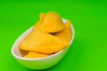 Colombian empanada with spicy sauce 