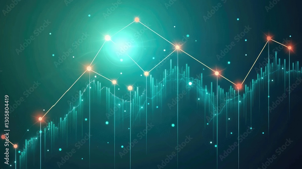Aufkleber digital innovation and business growth concept with connected data points and a rising success trend