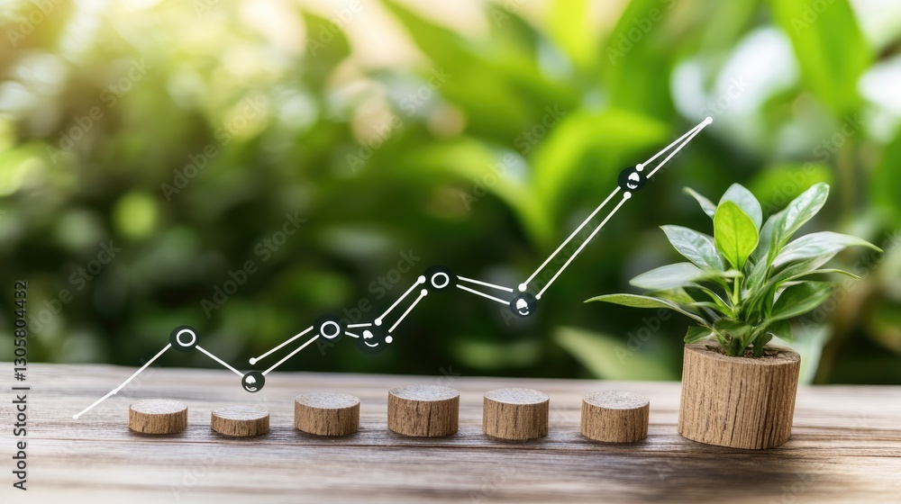 Aufkleber digital innovation and business growth concept with connected data points and a rising success trend