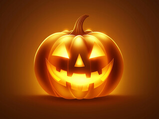 Glowing Halloween Pumpkin: Spooky Night, Jack-o'-lantern, Dark Background, Festive Autumn           