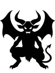 Demon devil illustration icon, black silhouette vector