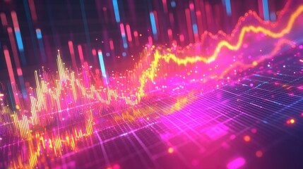 Economic expansion illustration with a glowing financial line and bar chart representing rising profits.