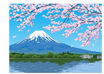 桜と富士山