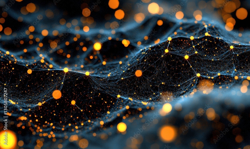 Aufkleber abstract glowing network landscape digital background for tech visualization