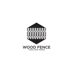 Creative wooden fence logo design with unique concept premium vector