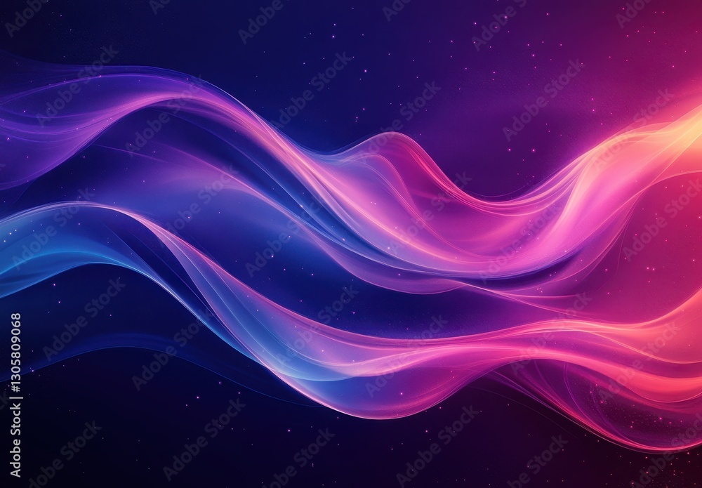 Poster colorful flowing waves with vibrant hues of pink, purple, and blue creating a dynamic abstract backg