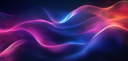 Obraz premium Colorful Fluid Waves Flowing in Vibrant Patterns Against a Dark Background Representing Digital Art and Creative Visualizations