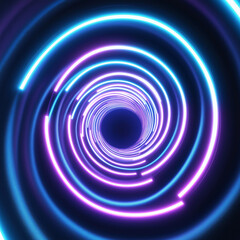 Fototapeta premium Glowing Neon Spiral Tunnel: Vortex of Energy, Futuristic Abstract Background, Digital Art, Sci-Fi, 