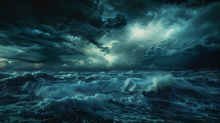 Naklejka premium storm over the sea