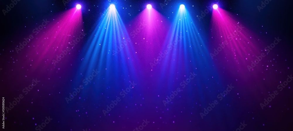 Poster colorful stage lights casting vibrant rays in a dark background creating a dynamic atmosphere for ev