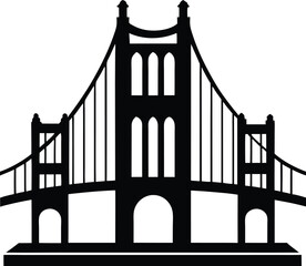 Golden gate bridge silhouette, Golden gate bridge icon, bridge vector silhouette illustration 