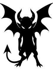 Demon devil illustration icon, black silhouette vector