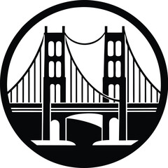 Golden gate bridge silhouette, Golden gate bridge icon, bridge vector silhouette illustration 
