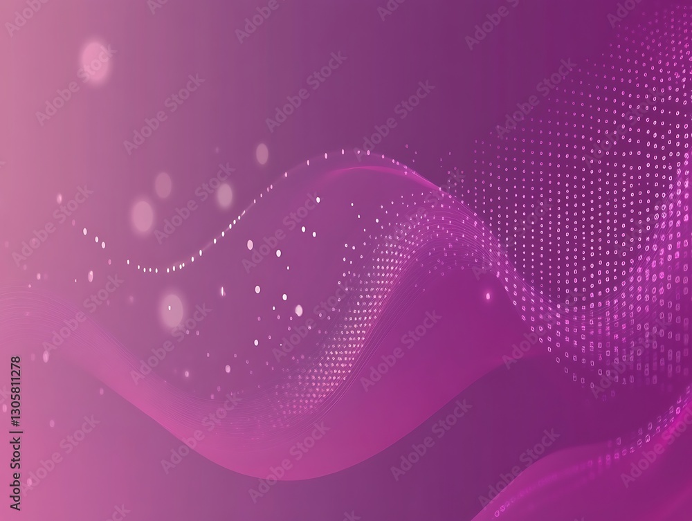 Poster dynamic waves of gradient purple with dotted particles digital flow