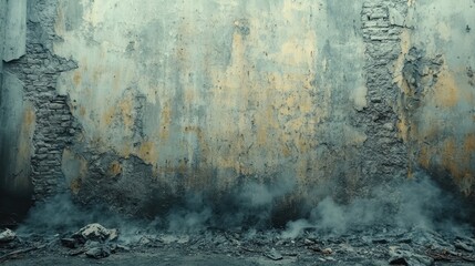 Grunge Blue Yellow Weathered Brick Wall Texture Background