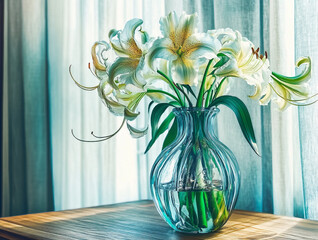 fresh white lilies in an elegant glass vase2