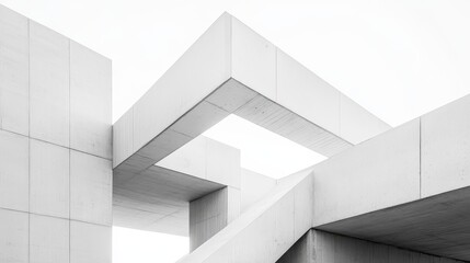 Fototapeta premium Modern Concrete Architectural Structure Geometric Design in Black and White