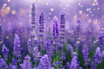 Naklejka premium Enchanting Lavender Wallpaper with Dreamy Whimsical Patterns for a Serene Aesthetic