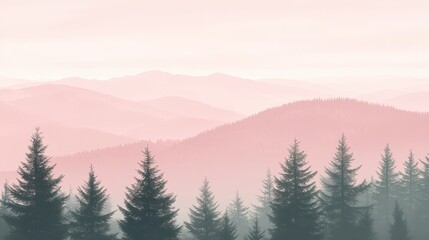 Obraz premium Mountain ranges and trees create a picturesque natural landscape scene