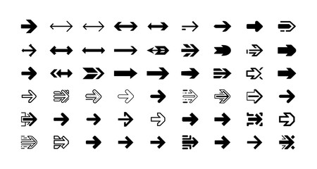 Arrow Icons Set - Black Silhouette Directional Symbol Collection