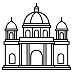 Simple Line Drawing of a Classical Building