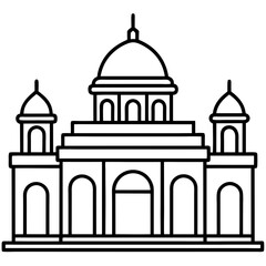Simple Line Drawing of a Classical Building
