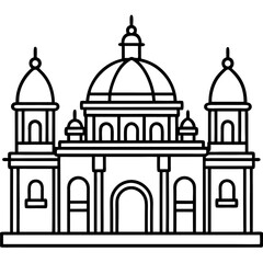 Simple Line Drawing of a Classical Building