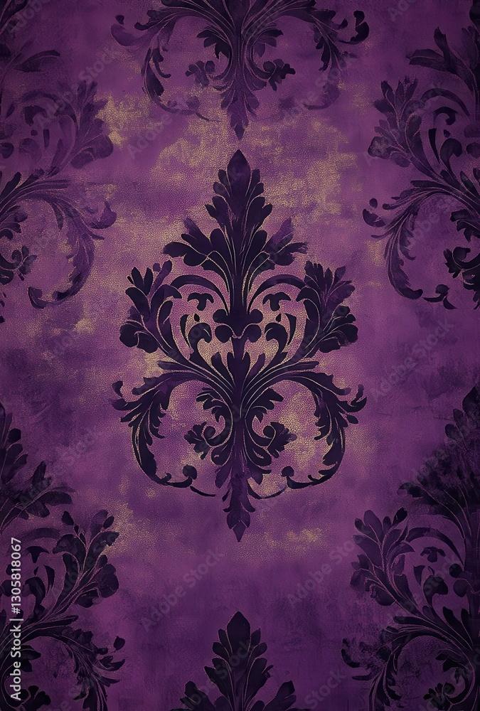 Poster elegant dark purple floral pattern with intricate design and subtle texture ideal for backgrounds an
