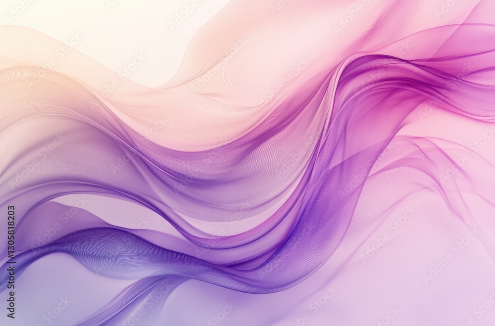 Poster elegant flow of translucent fabric in soft gradient shades of purple and pink creating a dreamy and 