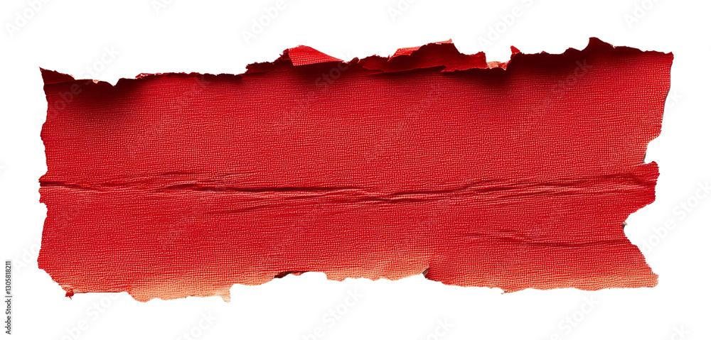 Poster red torn paper with textured surface and frayed edges isolated on transparent background