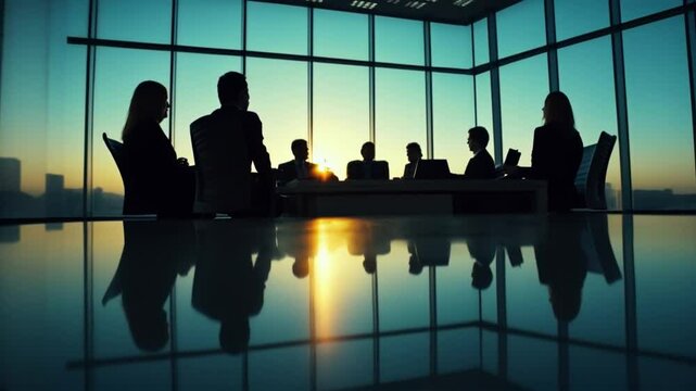 silhouettes of business people at office