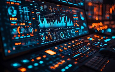 Obraz premium Futuristic Control Panel with Data Visualization
