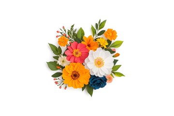 Obraz premium Vibrant Bouquet of Delicate Floral Blooms Against a Clean Minimalist White Background