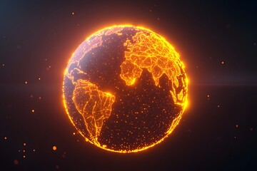Glowing Digital Globe Representing the Interconnected Global Technology and Information Network