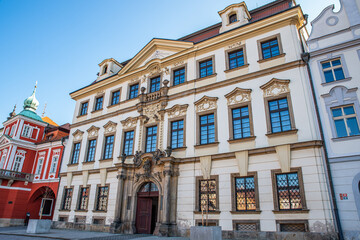 Hradec Kralove, Czech republic - February 20, 2025. Historic buildings in Velke namesti - Big Square