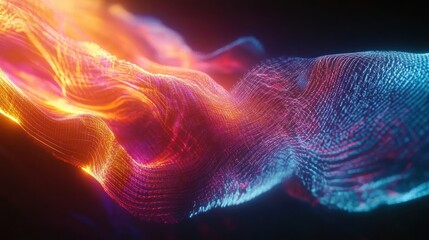 Fototapeta premium Abstract data flow, glowing digital waves, dark background