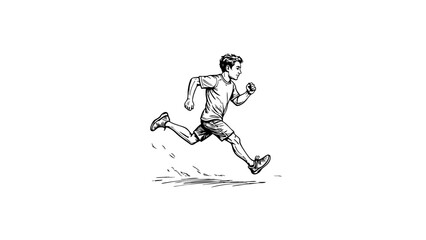 Fototapeta premium Energetic boy running on white background, dynamic motion