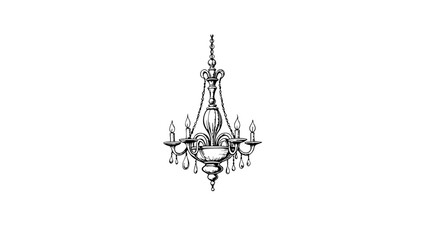 Intricate chandelier sketch on white background, elegant design