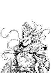 Elf Warrior Knight – Black & White Fantasy Ink Illustration