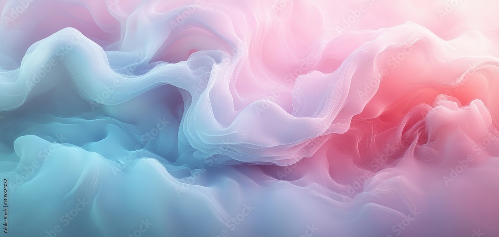 Poster ethereal flowing fabric textures in soft pastel colors with waves and fluid forms for abstract backg