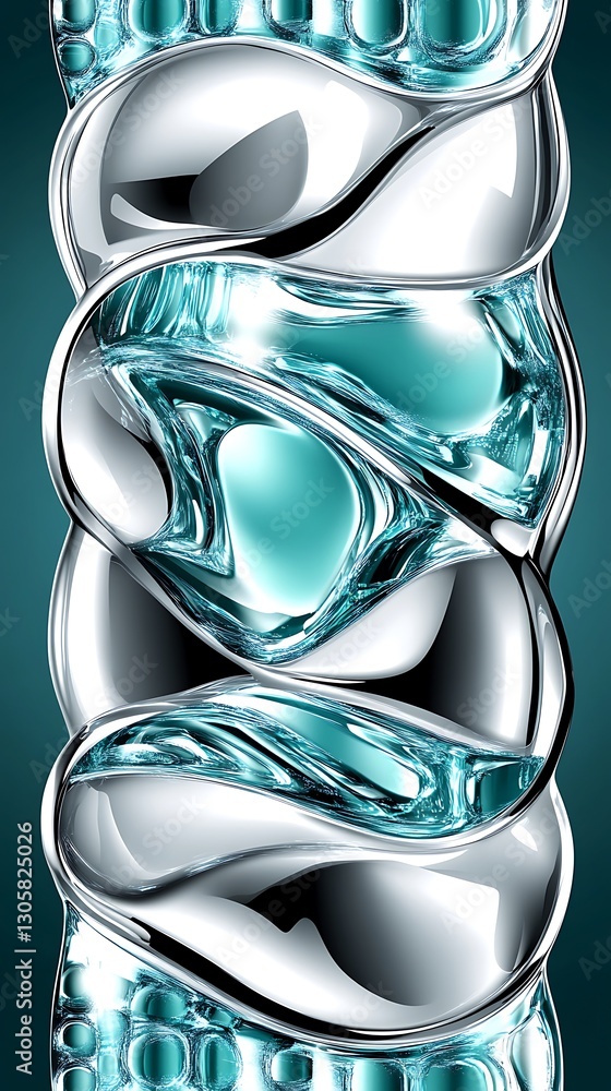 Poster twisted translucent and metallic elements abstract design composition