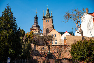 Hradec Kralove, Czech republic - February 20, 2025. White Tower and Cathedral of Holy Spirit