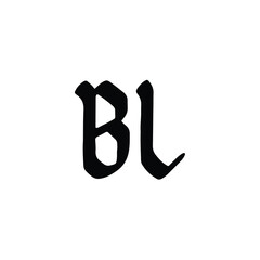 BL monogram logo design letter text name symbol monochrome logotype alphabet character simple logo